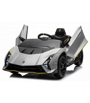 Coche para niños Lamborghini Invencible Gris, 4 motores de 12v, RC, asiento cuero, ruedas goma  INDA460-RA-S319.SZA